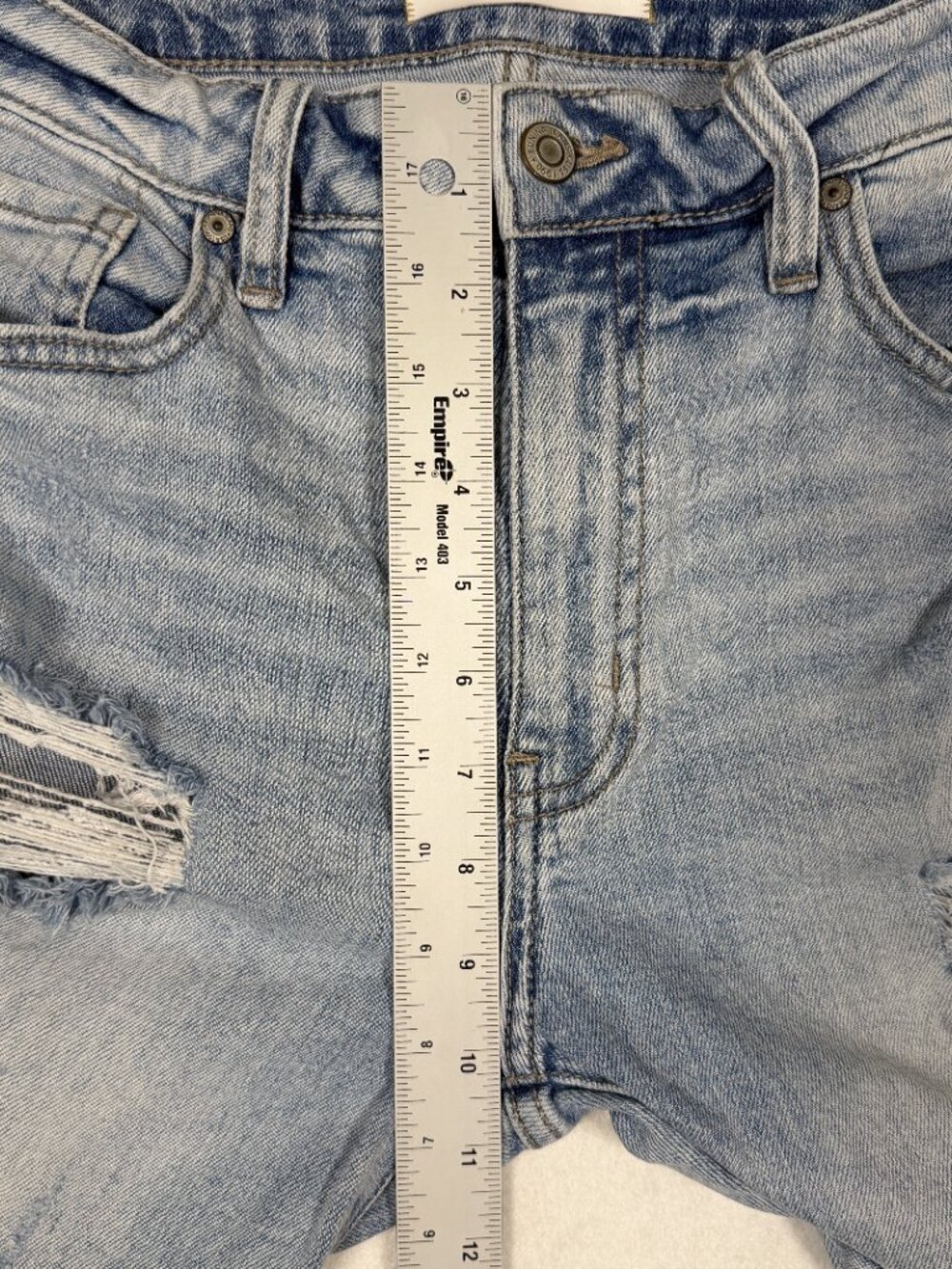 Eunina High Rise Distressed Skinny Jeans Light Wash Blue Denim Size 27 Inseam - Picture 5 of 15